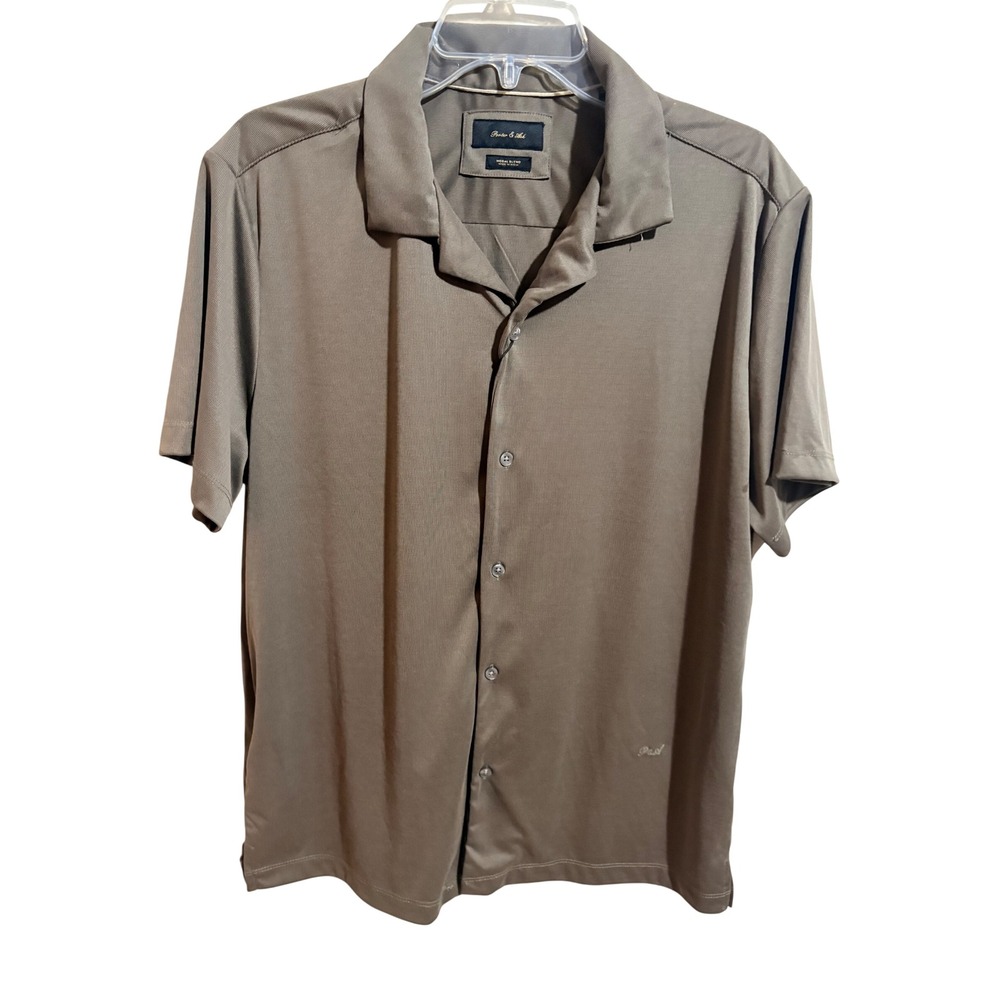 Porter & Ash Mens Large‎ Brown NEW Modal Blend Short Sleeve Camp Shirt